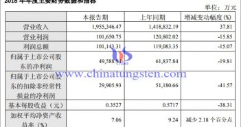 廈鎢2018年淨(jìng)利降兩成 鎢鉬升稀土降 廈鎢2018年年度財(cái)務(wù)資料圖片