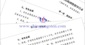 產(chǎn)業(yè)結(jié)構(gòu)調(diào)整指導(dǎo)目錄徵求意見：涉鎢鉬類
