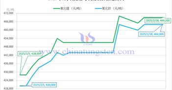 Price Trend Chart of Rare Earth Products in China in February 2025 Price trend chart of praseodymium oxide and neodymium oxide in February 2025
