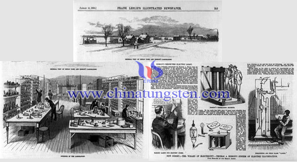 愛迪生在門羅公園的實驗室，1880年1月10日。（Frank Leslie's Illustrated Newspaper）