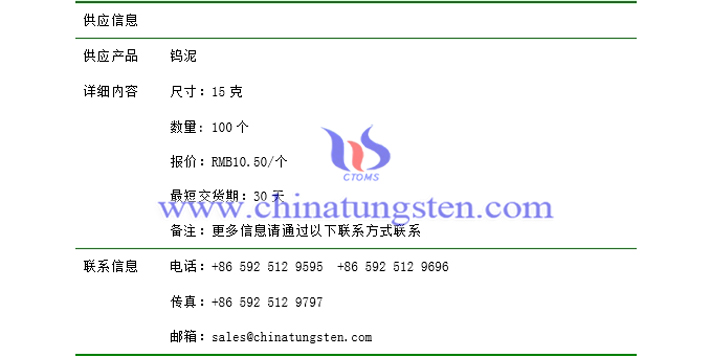 鎢泥價(jià)格表圖片