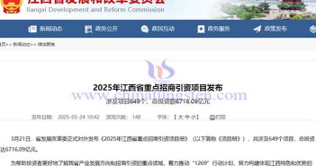 2025年江西省重點招商引資項目公告